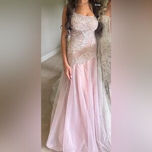 Elegant Pink Beaded Gown